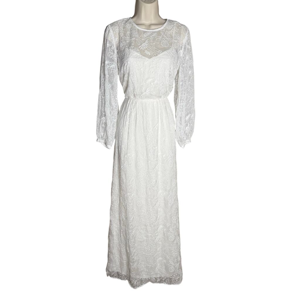 Modcloth White Lace Just The Beginning Boho Maxi Gown Dress S NWT